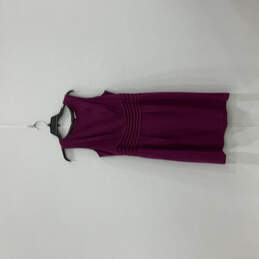 Womens Purple Sleeveless Round Neck Regular Fit Back-Zip Shift Dress Sz 12