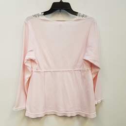 Womens Pink Lace V-Neck 3/4 Sleeve Pullover Blouse Top Size Large alternative image