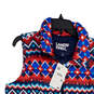 NWT Womens Blue Red Fair Isle Mock Neck Full-Zip Puffer Vest Size M 10-12 image number 3