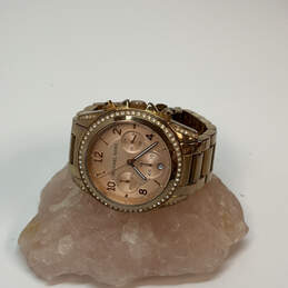 Designer Michael Kors Gold-Tone Rhinestone Round Dial Analog Wristwatch alternative image