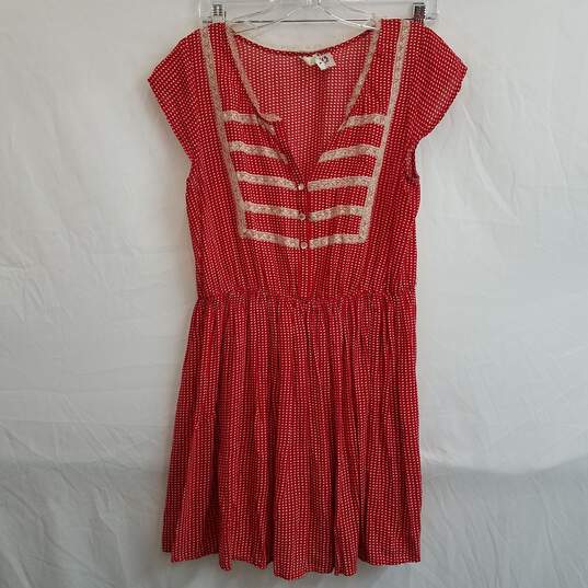 Free People red cotton voile cap sleeve polka dot tunic slip 4 image number 1