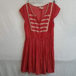 Free People red cotton voile cap sleeve polka dot tunic slip 4