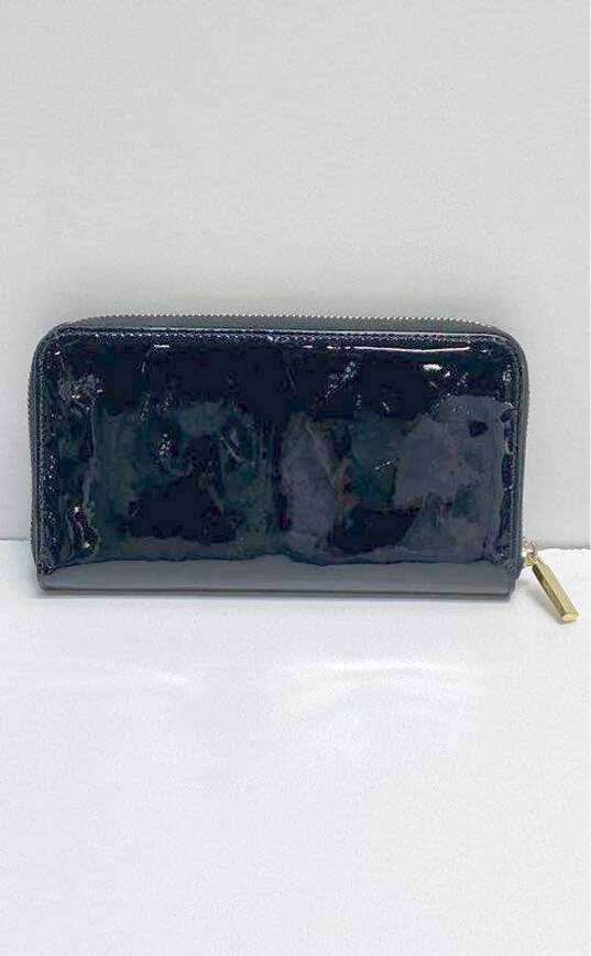 Tory Burch Black Patent Leather Zip Around Envelope Card Wallet image number 3