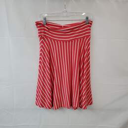 Max Studio Coral & White Striped Patterned Pull On A Line Skirt WM Size M NWT alternative image