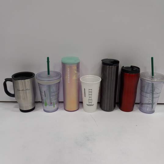 Bundle Of 7 Different Size, Color And Design Starbucks Coffee Cups image number 4