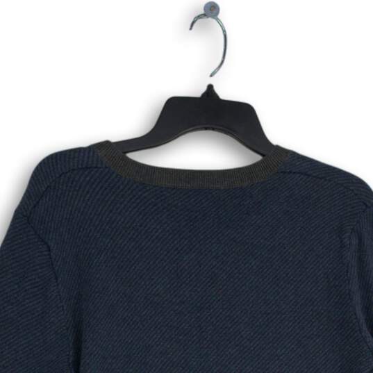 Banana Republic Womens Navy Blue Gray Knitted V-Neck Pullover Sweater Size S image number 4