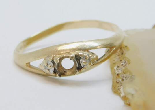 Fancy 10k Yellow Gold Diamond Accent Ring Setting 1.2g image number 1