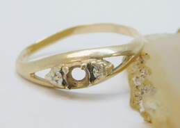Fancy 10k Yellow Gold Diamond Accent Ring Setting 1.2g