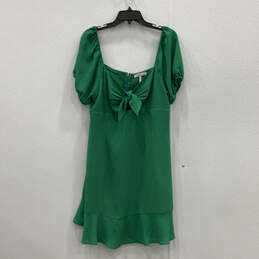Womens Green V-Neck Short Sleeve Regular Fit Back-Zip Mini Dress Size XL