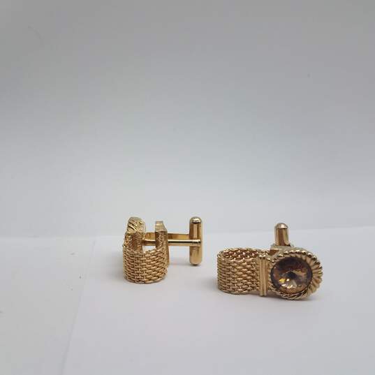 Vintage Trifari Plus Brands Gold Tone, FW Pearls, Cuff Links, Earrings, and Pendant Collection image number 3