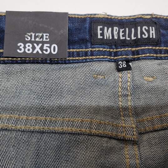 Embellish Distressed Cotton Blue Jeans 38X50 NWT image number 5
