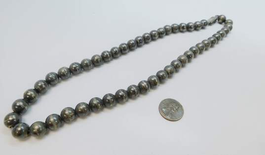 Vintage Taxco Sterling Silver Heavy Ball Bead Necklace 89.8g image number 3