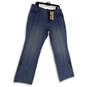 NWT Womens Blue Denim Medium Wash Embroidered Straight Leg Jeans Size 16 image number 1
