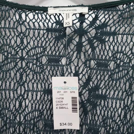 Maurices Green Lace Long Cardigan Women's Size XS NWT image number 3