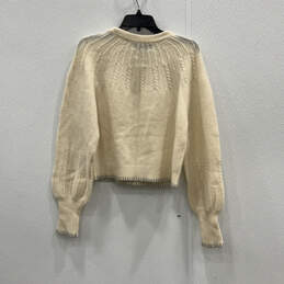 Womens Ivory Long Sleeve Crew Neck Knitted Pullover Sweater Size Small alternative image