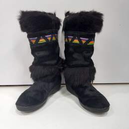 VTG Technica Italy Made Fur Black Winter Boots EU Size 39