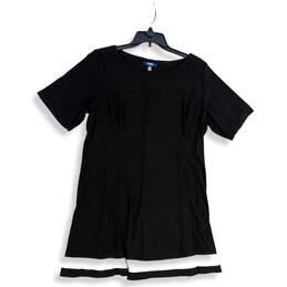 Chaps Womens Black White Short Sleeve Round Neck Pullover Mini Dress Size 18