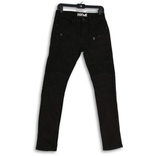 Mens Black Denim Dark Wash 5-Pocket Design Skinny Leg Jeans Size 30x31 image number 1