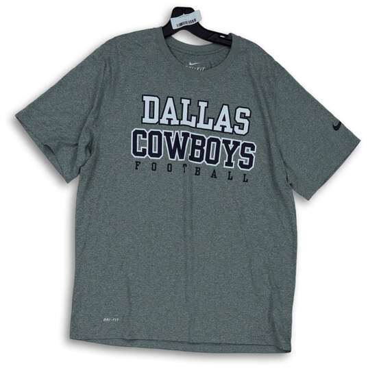 Buy the Mens Gray Heather Dallas Cowboys Crew Neck Short Sleeve Dri-Fit T- Shirt XL