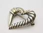 David Yurman 925 Sterling Silver & 14K Yellow Gold Cable Open Heart Brooch 5.5g image number 2