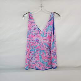 Lilly Pulitzer Pink & Blue Patterned Lined Sleeveless Top WM Size M alternative image