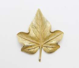 Vintage Crown Trifari Brushed Gold Tone Leaf Brooch 20.1g