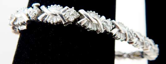 14K White Gold 4.14 CTTW Diamonds Unique Linked Panels Tennis Bracelet 16.7g image number 4