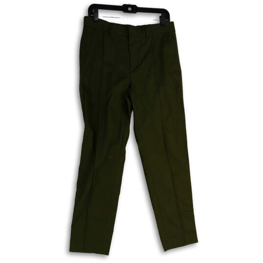 NWT Womens Green Flat Front Slash Pocket Straight Leg Dress Pants Size 32R image number 1