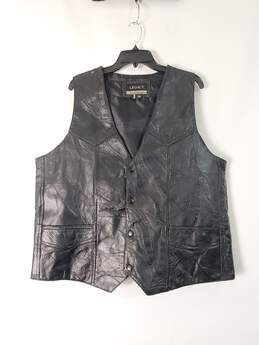 Legacy Men Black Leather Vest 3XL