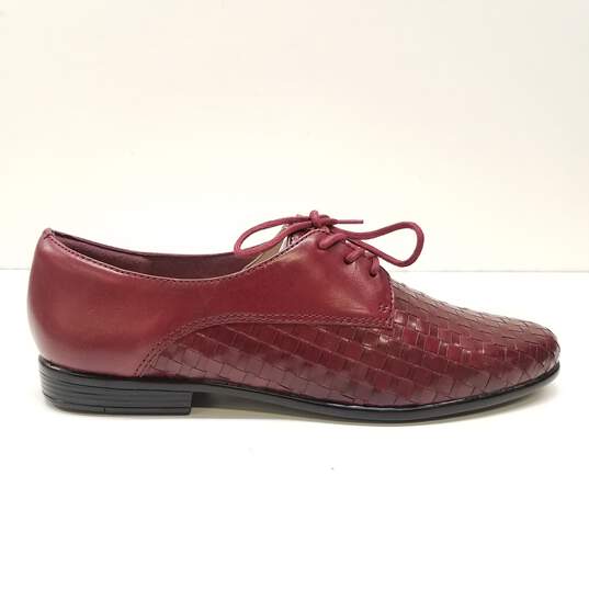 Trotters Lizzie Burgundy Woven Leather Lace Up Shoes Women's Size 9 N image number 1