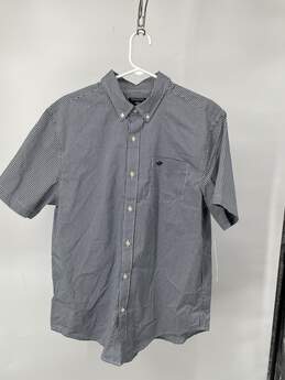 Mens Blue White Plaid Classic Fit Collared Button Up Shirt Sz L T-0528908-C
