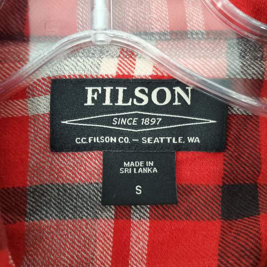 Filson's Red, Black & White Plaid Long Sleeve Shirt Size SM image number 3