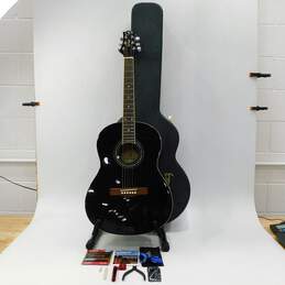 Samick Brand ST9-1/BK Model Black 6-String Acoustic Guitar w/ Case, Accessories