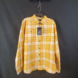 True Religion Men Yellow Plaid Flannel Sz XL Nwt