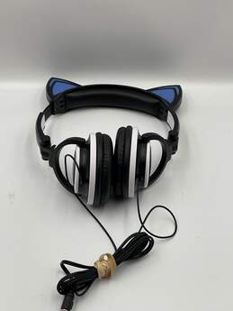 Techcom Black Blue Pointy Cat Ears Wired LED Headphones E-0503733-E