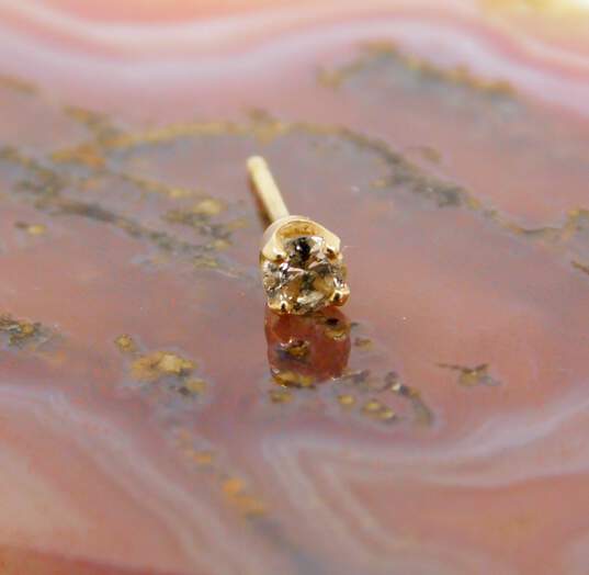 14K Yellow Gold 0.14 CT Salt & Pepper Diamond Single Stud Earring 0.1g image number 1