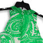 Womens Green White Paisley Round Neck Sleeveless Back Zip Blouse Top Sz 4 image number 4