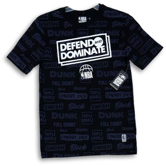 NWT Mens Black Defend And Dominate Print Crew Neck Pullover T-Shirt Size S image number 1