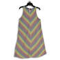 Womens Multicolor Chevron Sleeveless Round Neck A-Line Dress Size M 10-12 image number 1
