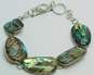 Artisan 925 Abalone Bracelet w/ Scrolled Earrings & Ring 20g image number 3
