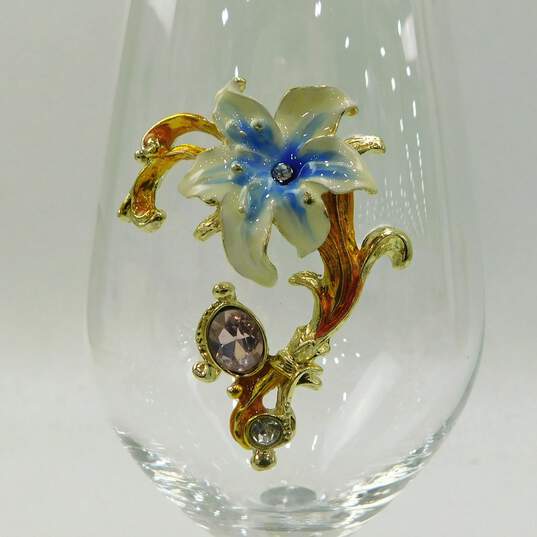 BTaT Brew To A Tea Fancy Floral Embellished Wine Glasses Set of 2 IOB image number 7