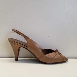 Bruno Magli Italy Tan Leather Slingback Peep Toe Heels Shoes Size 7.5 M