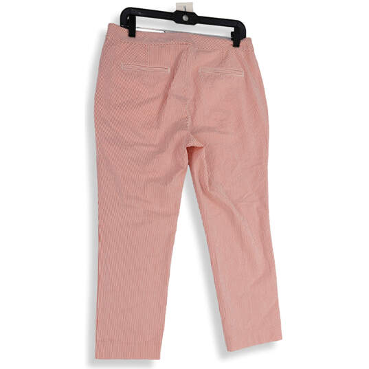 Womens Pink White Pinstriped Slash Pockets Flat Front Ankle Pants Size 8 image number 2