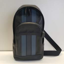 COACH F49318 Houston Pack Varsity Stripe Leather Sling Backpack