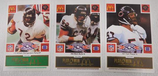 VTG 1986 McDonald's Chicago Bears Unscratched Black Green Orange Tab Super Bowl Cards Payton x2 image number 2