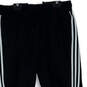 Mens Black Striped Elastic Waist Drawstring Straight Leg Sweatpants Size L image number 3