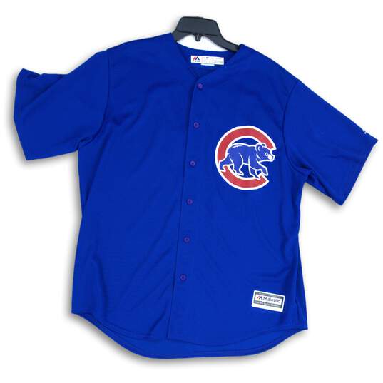 Genuine Merchandise Majestic Mens Blue Red Chicago Cubs #17 MLB Jersey Size XL image number 1