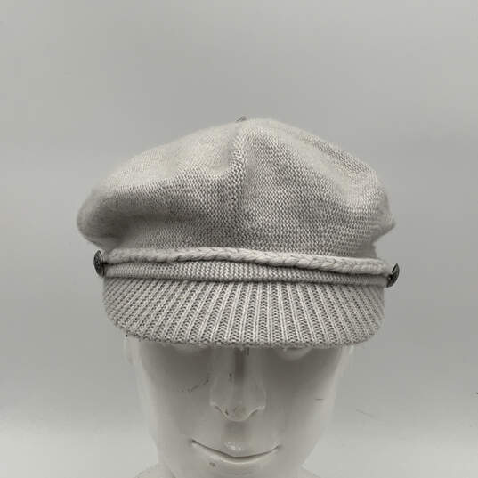 Womens Gray Knitted Front Studs Fashionable Fitted Newboy Hat One Size image number 3