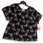NWT Womens Black Floral Short Sleeve Round Neck Pullover Blouse Top Size 2X image number 4