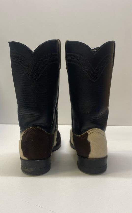 Buy the Justin Black Leather Calf Hair Western Boots Men's Size 7.5B ...